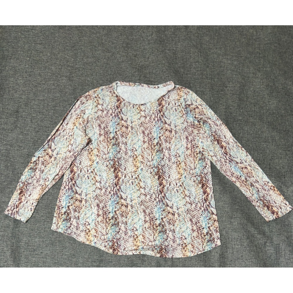 Apt. 9 Womens XXL Top Long Sleeve Snakeskin Print Crew Neck Essentials